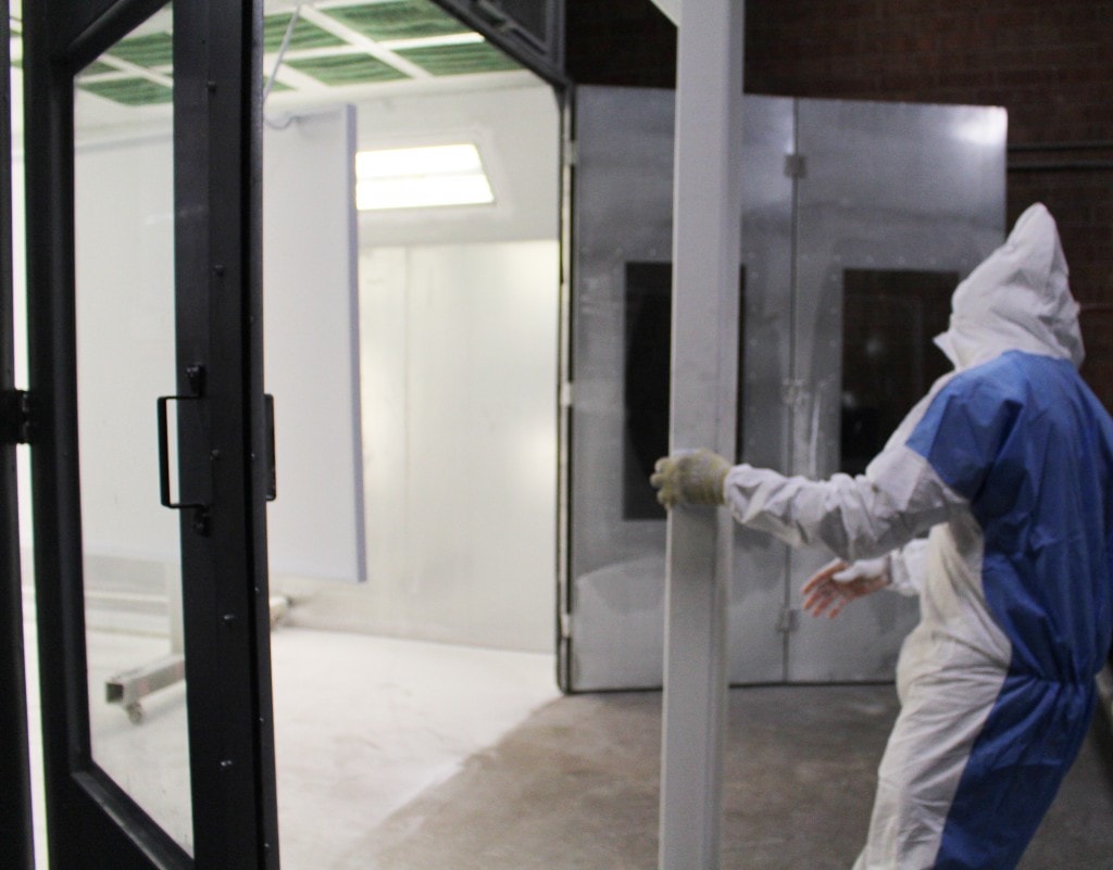 Dennis moving the panels to the oven